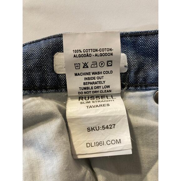 DL1961 Russell Slim Straight Jeans - Size 34 - SKU 5427 - Distressed Blue Wash - Picture 8 of 12